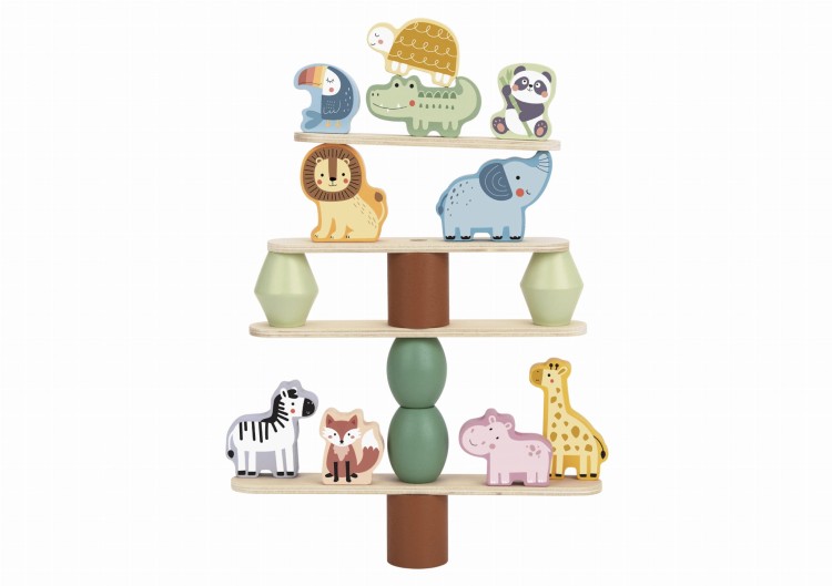 WOOPIE GREEN Balansujące Drewniane Zwierzęta Układanka w Stosy FSC