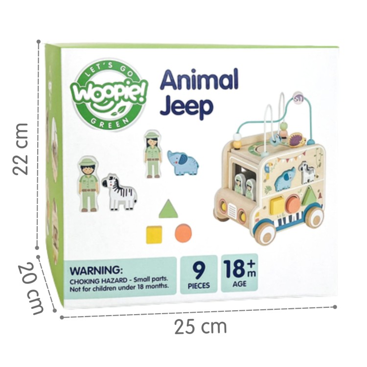 WOOPIE GREEN Drewniana Kostka Aktywności Samochód Terenowy Safari FSC