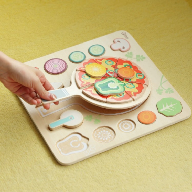 Drewniana Pizza do Krojenia Układanka Warzywa 22 el.