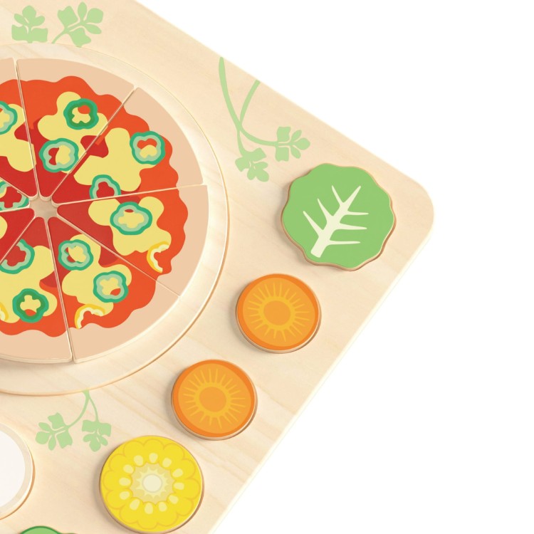 Drewniana Pizza do Krojenia Układanka Warzywa 22 el.