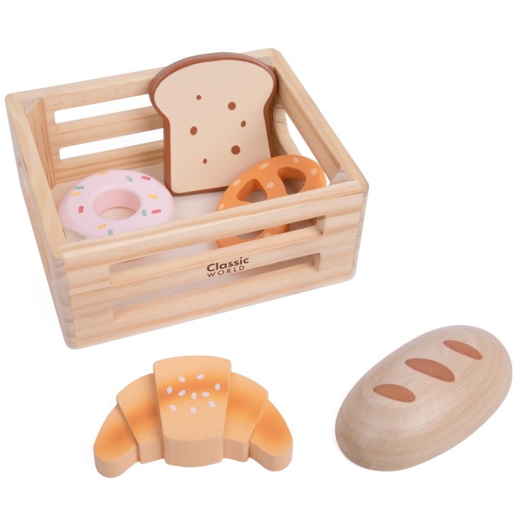 Zestaw Drewnianych Wypieków w Koszyku 6 el.