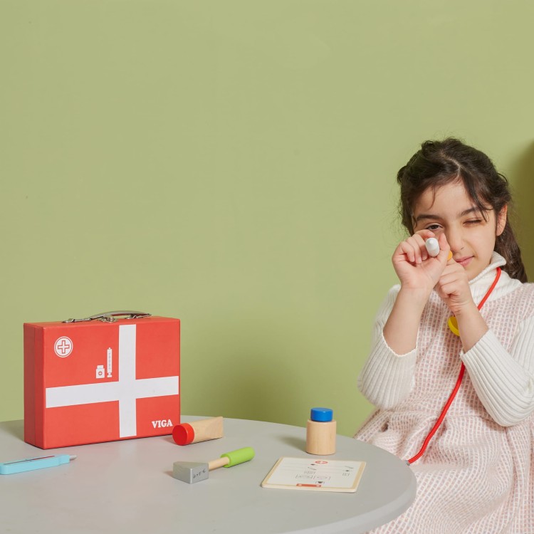 VIGA Drewniany zestaw małego lekarza w walizce