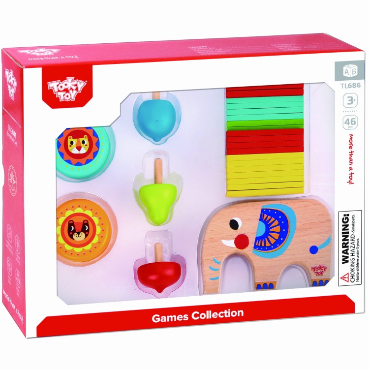 TOOKY TOY Zestaw Gier Zręcznościowych Bierki Bączek JoJo Słonik 46 el.