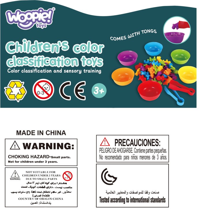 WOOPIE Gra Edukacyjna Montessori Sorter Kolorów Dinozaury 56 el.