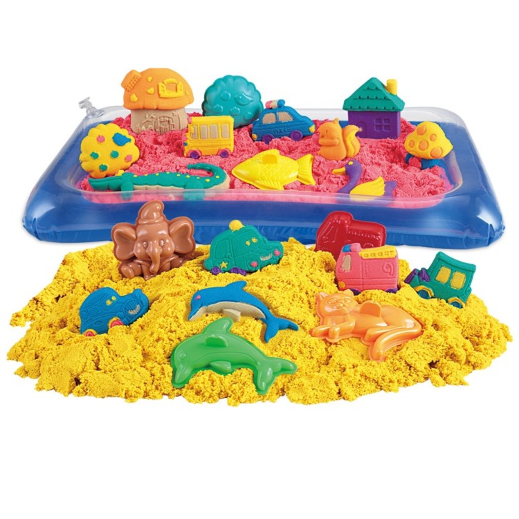 WOOPIE Piasek Kinetyczny 0,8 kg Zestaw w Koszyku z Foremkami + /