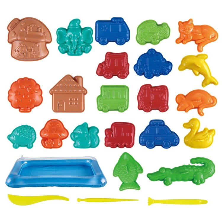 WOOPIE Piasek Kinetyczny 0,8 kg Zestaw w Koszyku z Foremkami + /