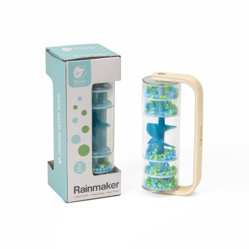 CLASSIC WORLD Drewniana Grzechotka Deszczownica Tuba z Kuleczkami Niebieska