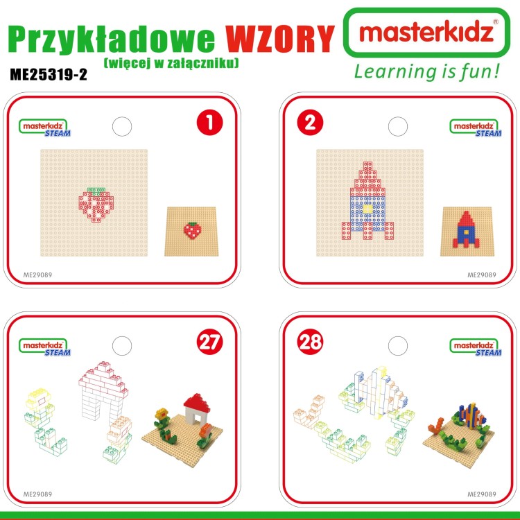 MASTERKIDZ Drewniany Stół Edukacyjny + AKCESORIA STEM WALL + 135 Klocków