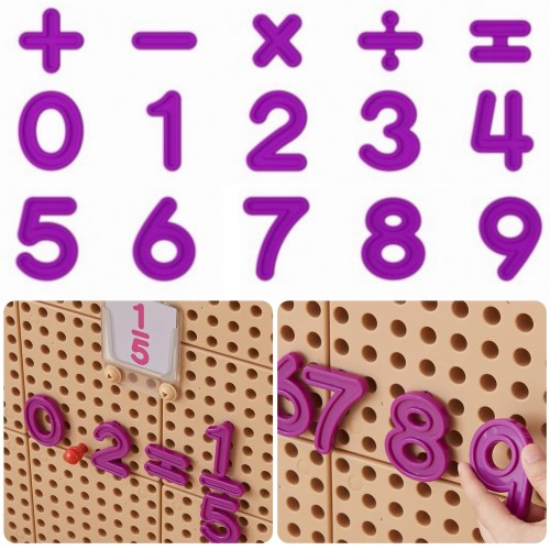 MASTERKIDZ Zestaw Cyferek i Znaków do Nauki Liczenia i Matematyki do Paneli Ściennych STEM 82 el.