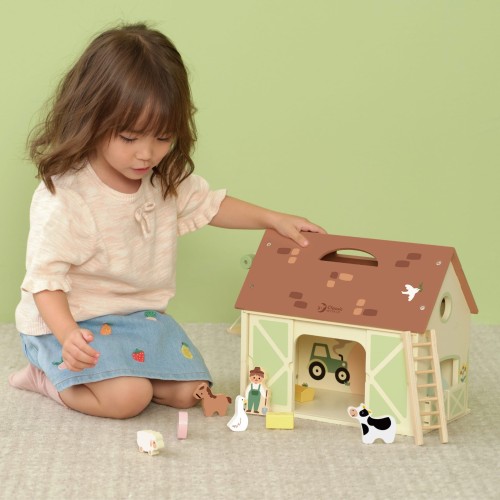 CLASSIC WORLD Drewniany Domek Farma Vintage Zestaw Figurek 17 el.