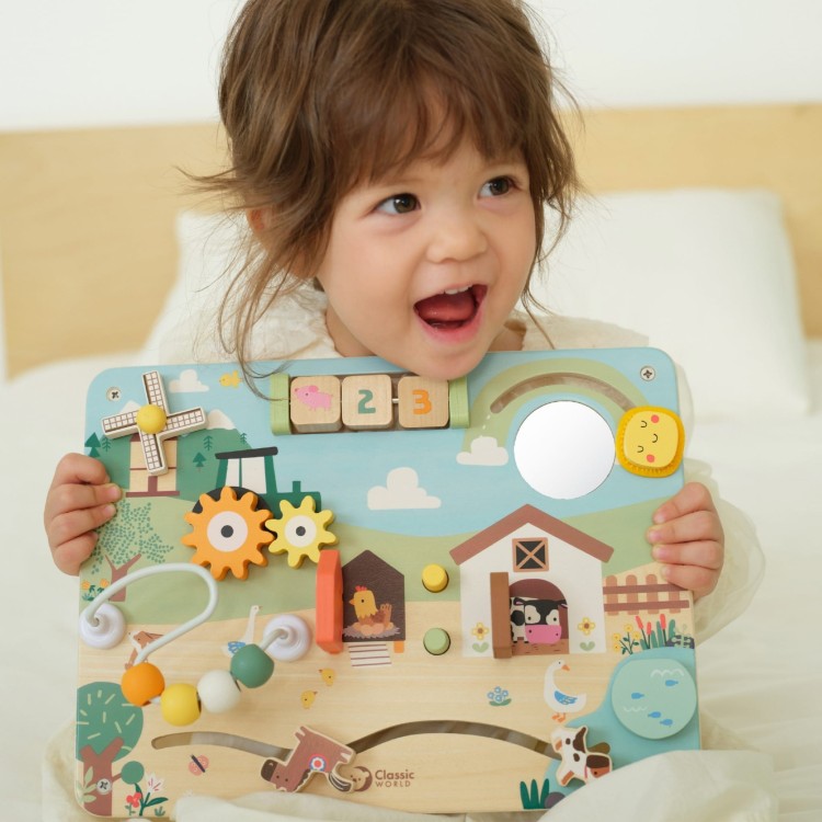 CLASSIC WORLD Drewniana Tablica Manipulacyjna Aktywności Farma