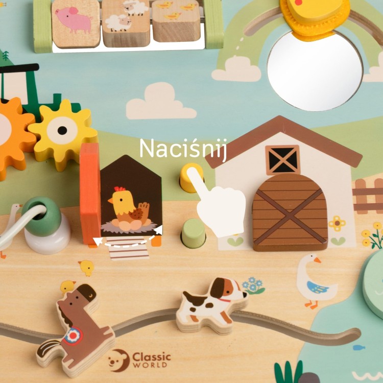 CLASSIC WORLD Drewniana Tablica Manipulacyjna Aktywności Farma
