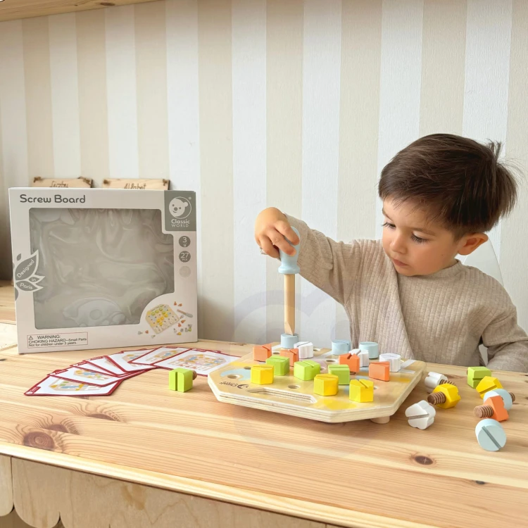 CLASSIC WORLD Drewniana Tablica Manipulacyjna Układanka Logiczna