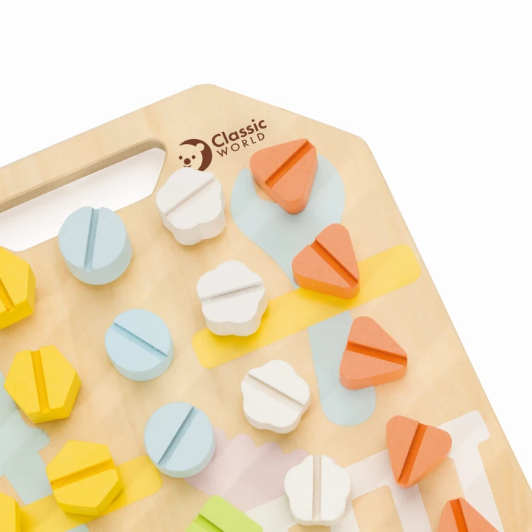 CLASSIC WORLD Drewniana Tablica Manipulacyjna Układanka Logiczna
