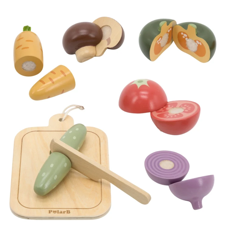 VIGA Drewniany zestaw do krojenia na desce – Warzywa