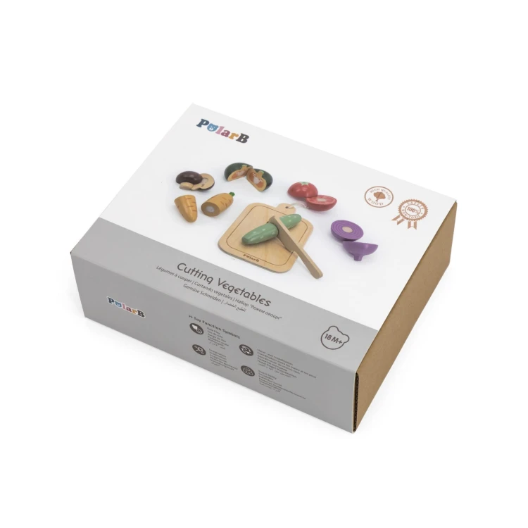 VIGA Drewniany zestaw do krojenia na desce – Warzywa