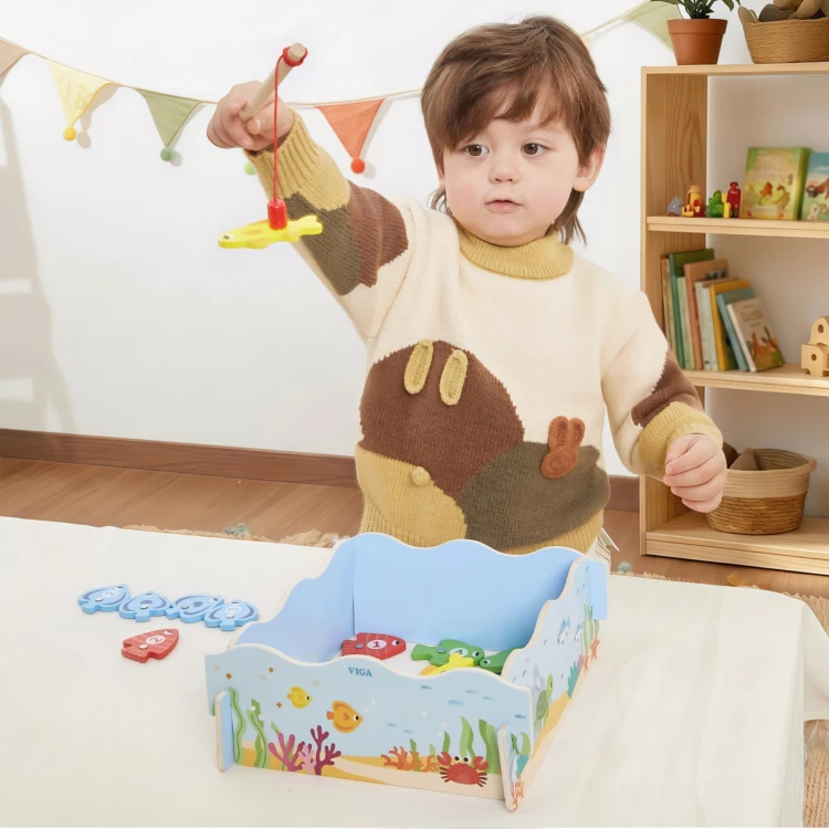 VIGA Drewniana Gra Magnetyczna Wędkowanie – Nauka i Zabawa w Jednym