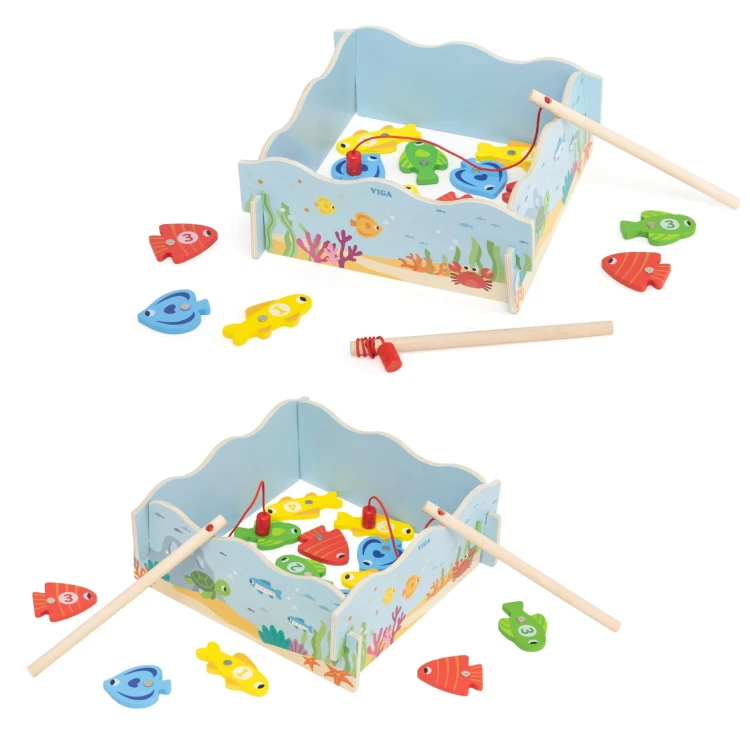 VIGA Drewniana Gra Magnetyczna Wędkowanie – Nauka i Zabawa w Jednym