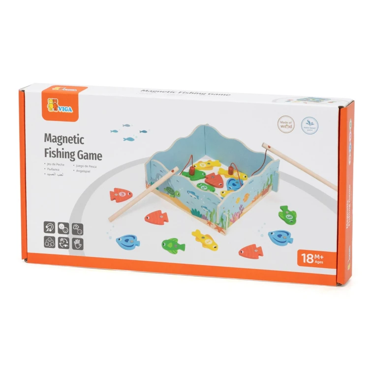 VIGA Drewniana Gra Magnetyczna Wędkowanie – Nauka i Zabawa w Jednym