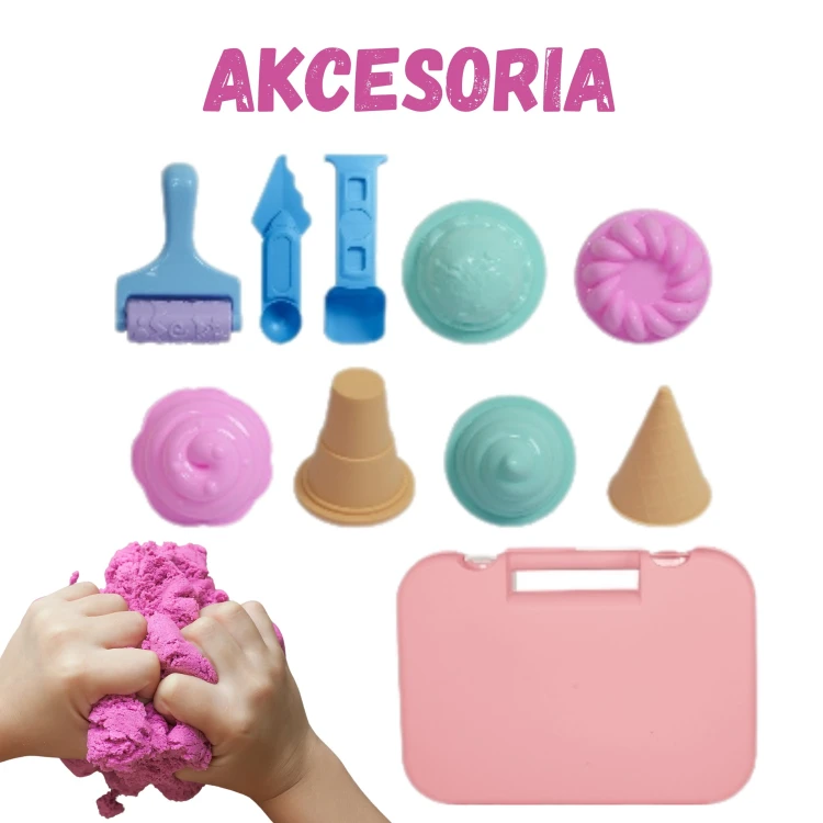 WOOPIE Zestaw Piasek Kinetyczny Lody w Walizce 1kg + Akcesoria