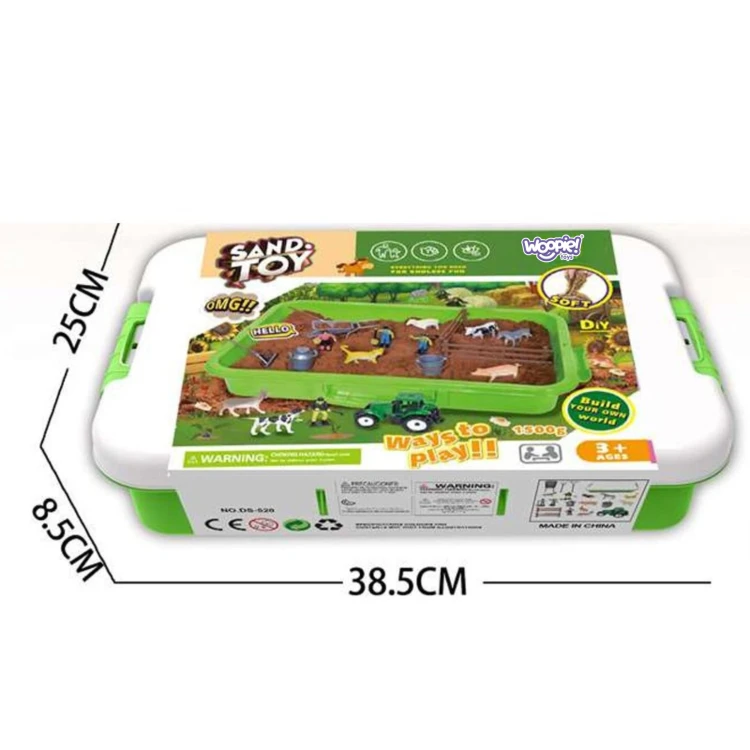 WOOPIE Zestaw Piasek Kinetyczny Farma w Walizce Traktor Zwierzęta 1500g