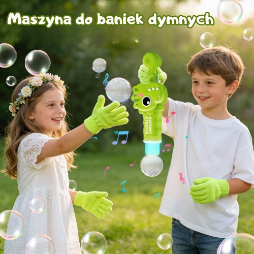 WOOPIE Pistolet do Baniek z Dymem Dinozaur Maszynka Bańki z Mgłą Akumulator