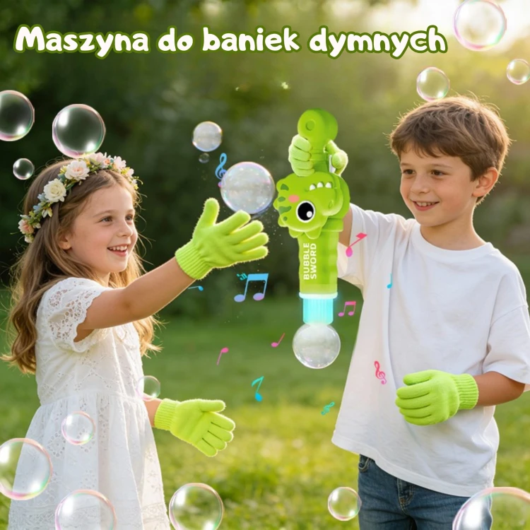 WOOPIE Pistolet do Baniek z Dymem Dinozaur Maszynka Bańki z Mgłą Akumulator
