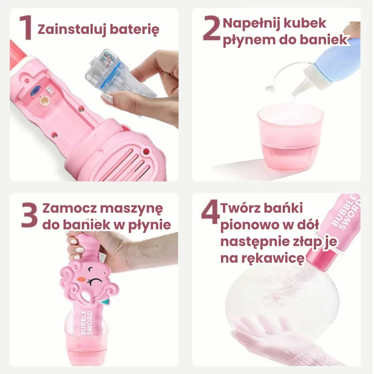 WOOPIE Magiczny Pistolet Na Bańki z Dymem Maszynka Do Baniek Jednorożec