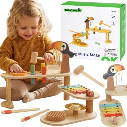 TOOKY TOY Zestaw Instrumentów Edukacyjny Stolik Muzyczny -Tukan