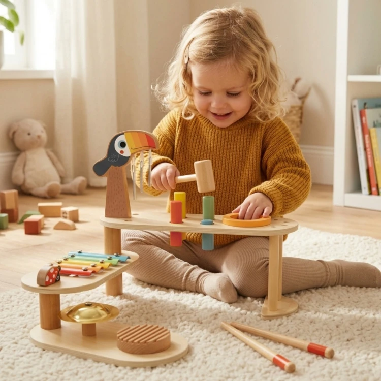 TOOKY TOY Zestaw Instrumentów Edukacyjny Stolik Muzyczny -Tukan