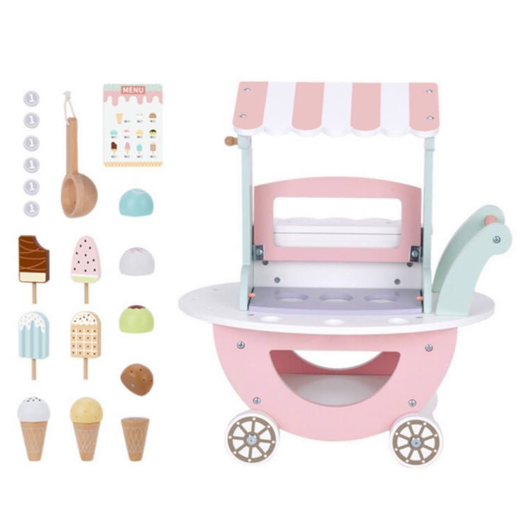 WOOPIE GREEN Lodziarnia XXL Sklepik Pastelowy Wózek z Lodami