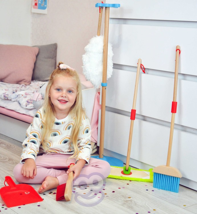 TOOKY TOY Drewniany Zestaw do Sprzątania dla Dzieci 6 el.