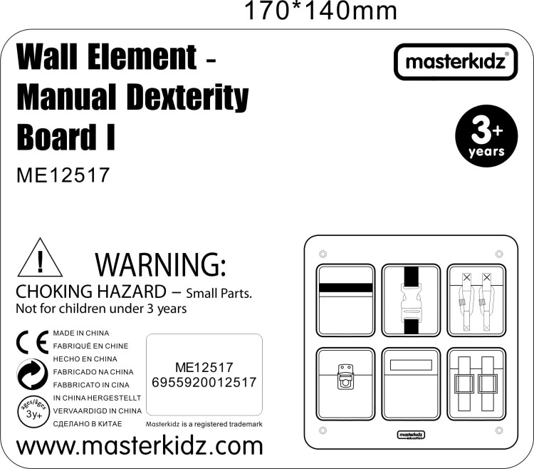 MASTERKIDZ Drewniana Tablica Manipulacyjna Ścienna Flex Kolorowe Kieszonki Klamry i Rzepy