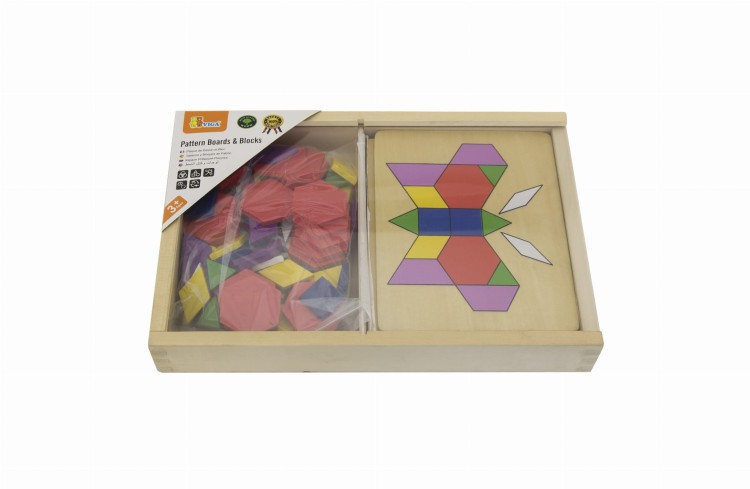 VIGA Drewniana Mozaika Geometryczna Klocki Dienesa Układanka Logiczna Montessori148 el