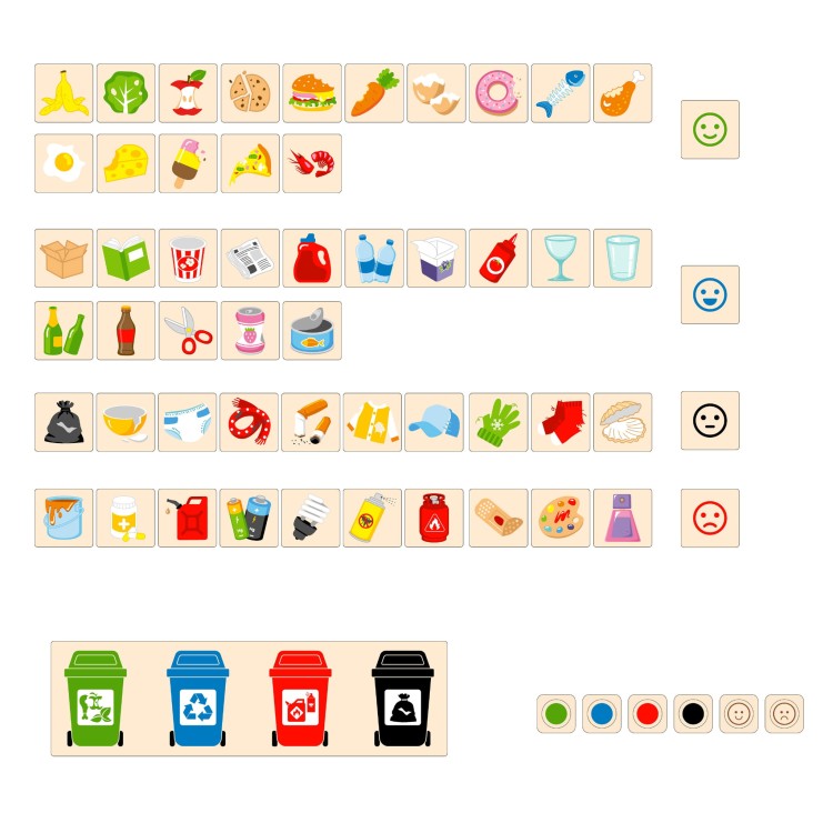 VIGA Układanka Gra edukacyjna drewniana do nauki sortowania śmieci