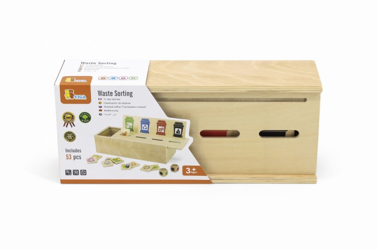 VIGA Układanka Gra edukacyjna drewniana do nauki sortowania śmieci