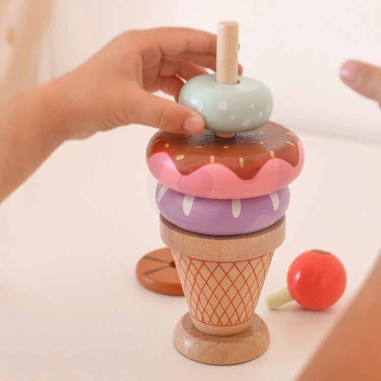 WOOPIE GREEN Drewniane Lody Układanka Montessori Cukiernia 12 el. FSC