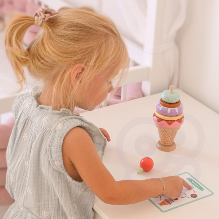 WOOPIE GREEN Drewniane Lody Układanka Montessori Cukiernia 12 el. FSC