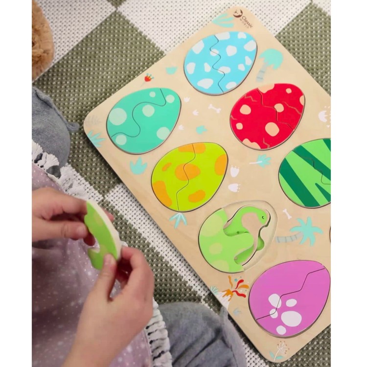 Classic World Drewniana Układanka Jajka Dinozaurów