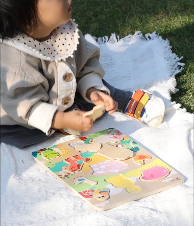 Classic World Drewniana Układanka Dopasuj Zwierzęta Farma