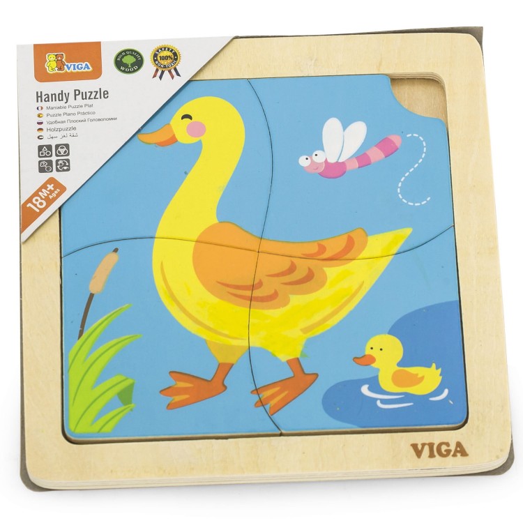 VIGA Poręczne Drewniane Puzzle Kaczuszka