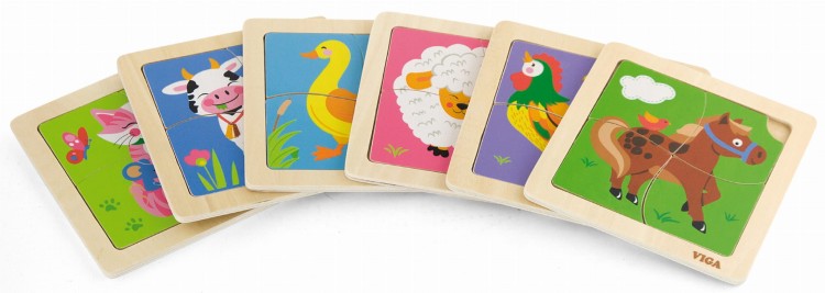 VIGA Poręczne Drewniane Puzzle Żyrafa