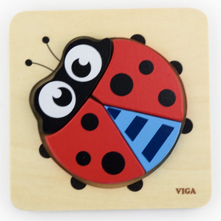 VIGA Pierwsze drewniane Puzzle maluszka Biedronka