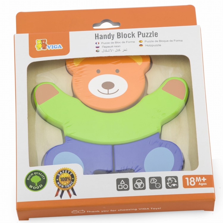 VIGA Pierwsze drewniane Puzzle maluszka Miś