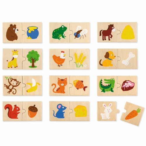 VIGA Drewniane Puzzle Nakarm Zwierzątko Co jedzą Zwierzęta Układanka