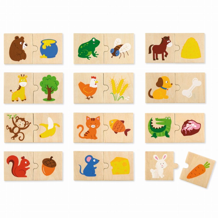 VIGA Drewniane Puzzle Nakarm Zwierzątko Co jedzą Zwierzęta Układanka