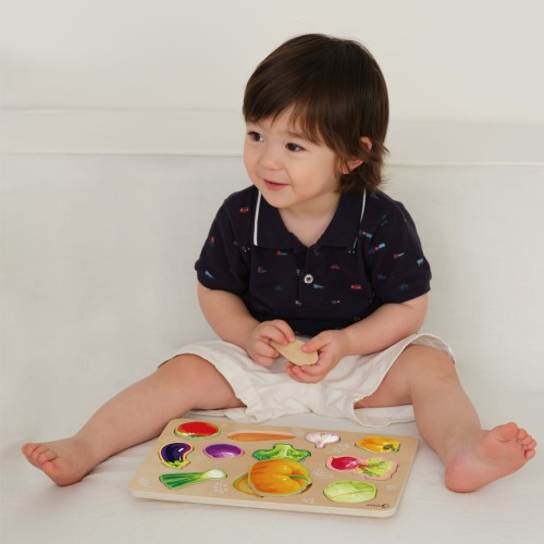 CLASSIC WORLD Drewniana Układanka Montessori Warzyw