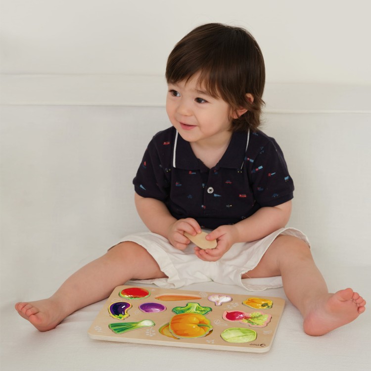 CLASSIC WORLD Drewniana Układanka Montessori Warzyw