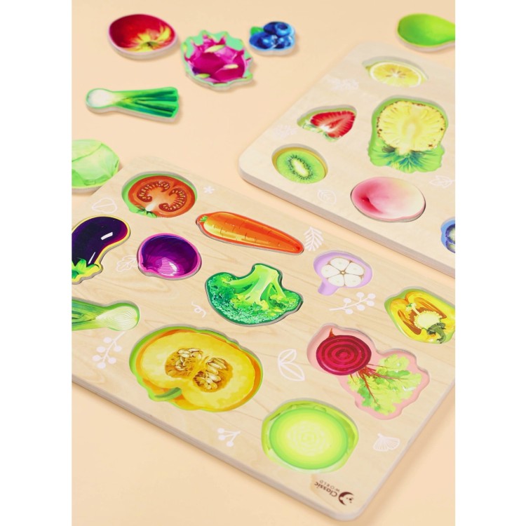 CLASSIC WORLD Drewniana Układanka Montessori Warzyw