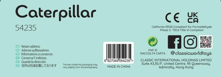 CLASSIC WORLD Drewniana Gąsienica Kolorowa do Zginania i Skręcania